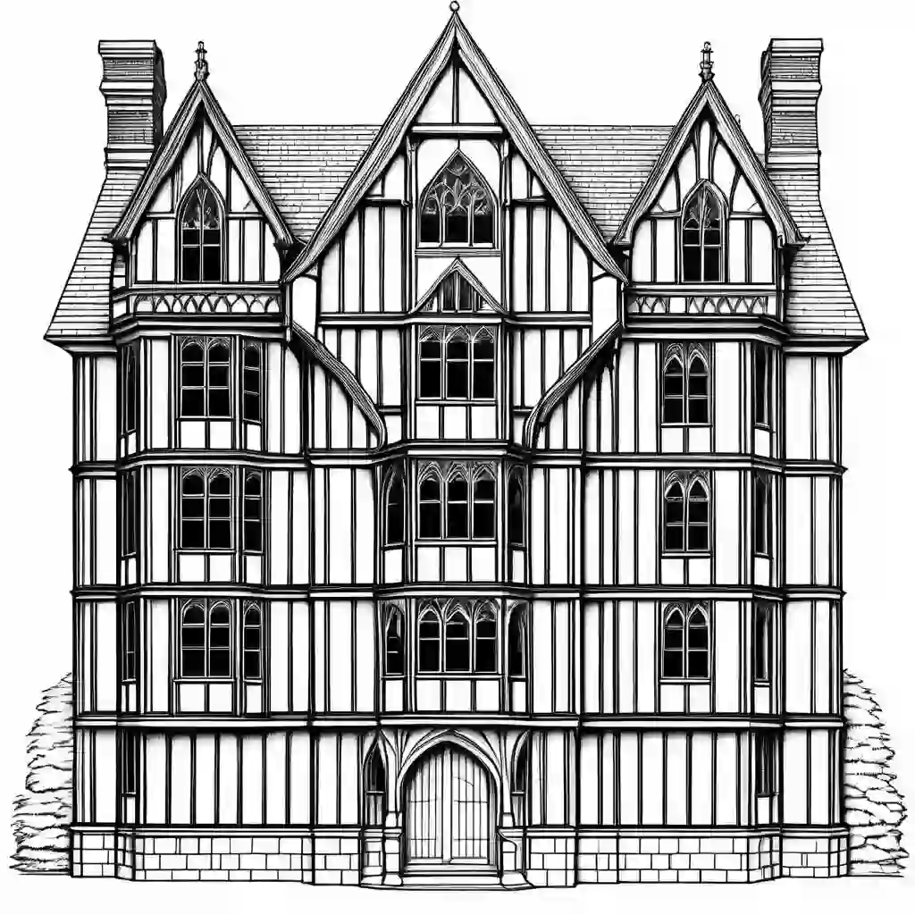 Tudor Architecture coloring pages